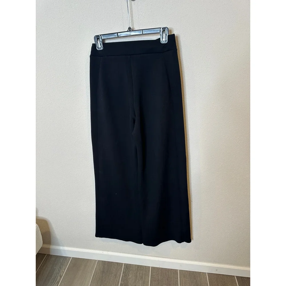 Spanx AirEssentials Wide Leg Pant Tall Small Black White Side Stripe High Rise - Picture 3 of 3